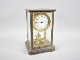 An Edwardian Four Glass Mantel Clock, Suspension Requires Attention, 27cms High