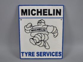A Reproduction Cold Painted Sign for Michelin Tyre Services, 30x24cms