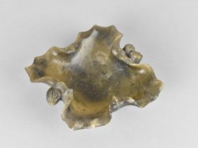 A Qing Dynasty Carved Soapstone Brush Washer in the Form of a Lily Pad, 11cm wide