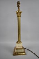 A Mid 20th Century Brass and Onyx Table Lamp Base in the Form of a Corinthian Column, No Shade, 51.