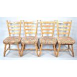 A Set of Four Modern Ladderback Chairs with Tapestry Seats