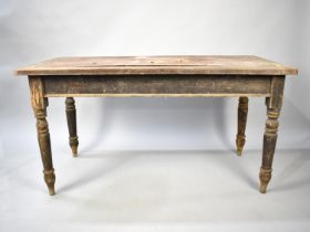 A Late 19th/Early 20th Century Rectangular Writing Table with Rexine Panel To Top, Turned