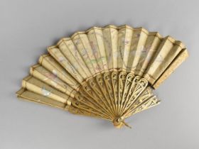 A 19th Century Hand Painted Continental Fan C.1890, Two Canes AF