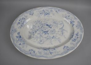 A Late 19th Century Transfer Printed Blue and White Draining Meat Plate by Wedgwood and Co, 51cms