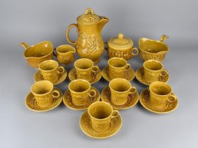 A Royal Worcester Crown Ware Fruit Relief Decorated Coffee Set to Comprise Nine Cups, Nine