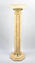 A Reproduction Marble and Gilt Brass Torchere Stand with Octagonal Base and Top and with Support,