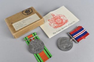 An Original Cardboard Medal Box Containing Two WWII Medals Awarded to Miss D Hotchkiss