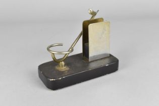 A Mid 20th Century Chrome Mounted Pipe and Match Box Stand on Rectangular Plinth Base, Reg No