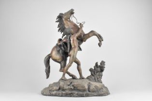 A Patinated Spelter Marley Horse, 41cms High