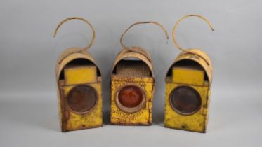 A Collection of Three Vintage Chatwyn Yellow Painted Traffic Lamps