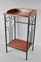 A Modern Metal Framed Two Tier Galleried Bedside Table, 36cms Wide