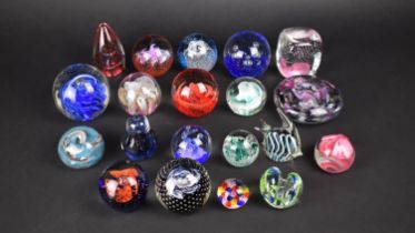 A Collection of Twenty Various Glass Paperweights to Include Examples by Caithness etc