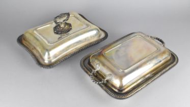 Two Early/Mid 20th Century Silver Plated Entree Dishes, One with Removable Twist Off Handle