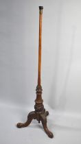 A 19th Century Tripod Pole Screen Stand, Has Been Repurposed As Standard Lamp, One Carved Foot