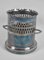 A Mid 20th Century Walker and Hall Silver Plated Two Handled Bottle Coaster with Pierced Body, 15cms