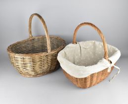 Two Vintage Wicker Shopping Baskets/Trugs