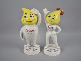 A Pair of Reproduction Cold Painted Advertising Money Boxes for Esso, 24cms High