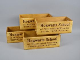 A Set of Four Rectangular "Hogwarts School" Potion Boxes, Each 28x12x10cms High