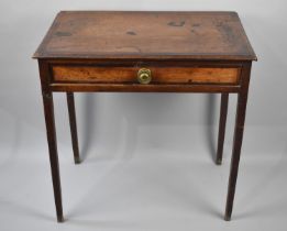 A 19th Century Oak Side Table with Single Drawer having Brass Handle, Repair to Front Left