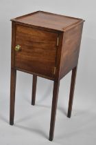 A 19th Century Mahogany Gentleman's Pot Cupboard on Square Supports, Galleried Top, 37cms Wide
