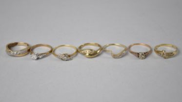 A Collection of Five Diamond and 9ct Gold Mounted Ladies Dress Rings and Two Further Examples with