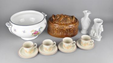 A Large Wedgwood Naomi Tureen Together with Three Wedgwood Peach Coffee Cans and a Portmeirion