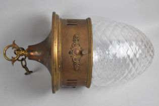 A Nice Quality Brass and Glass Hall Light Fitting, 34cms High