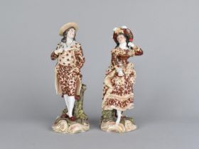 A Pair of Late 19th/20th Century Sitzendorf Type German Porcelain Figures of Dandy and Maiden,