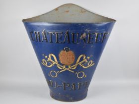 A French Blue Painted Metal Knapsack Grape Pickers Bucket for Chateauneuf-Du-Pape