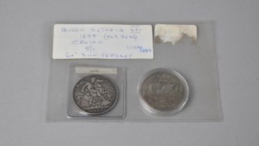 Two Victorian Silver Crowns, 1897 (Old Head) and Welsh 1887