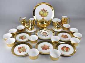 A Collection of Royal Worcester Gilt Items to Comprise Teapot, Twelve Ramekins, Jugs etc Together