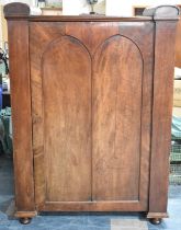 A Mid 19th Century Mahogany Linen Press with Arched Panel Door and Five Slides, 126cm wide, Two Side