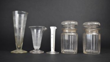 A Collection of 19th Century Pharmaceutical or Chemist Glass Items to Include White Opaque Glass