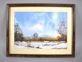 A Framed Watercolour Depicting Winter Landscape, 33x22cms