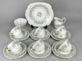 A Coalport "Minerva" Tea Set to Comprise Six Cups, Six Saucers, Six Side Plates, Cake Plate, Milk