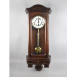 A Modern Westminster Chime Mahogany Cased Wall Clock, Base Drawer Containing Key