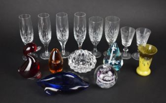 A Collection of Various Glass to Comprise Paperweights to Include Examples by Caithness, Vase,