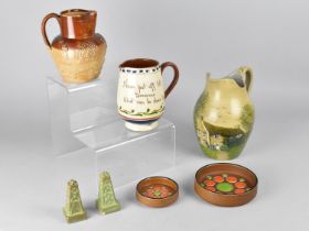 A Collection of Various Ceramics to Comprise Hand Painted Stoneware Jug Detailing Cottage in Rural
