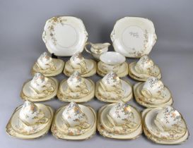 A Grosvenor China Tea Set Decorated with Gilt Foliage with Coloured Enamel Highlights (Pattern No.