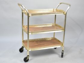 A Late 20th Century Three Tier Tray top Trolley, Casters Present but Requires Attention