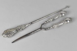A Pair of Ladies Silver Handled Curling Tongs (Rgd No. 363746) by TWS Birmingham 1909 and a Large