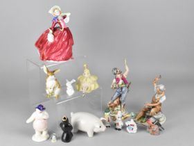 A Collection of Various Ceramic Figural, Animal and Bird Ornaments to Include Royal Doulton Autumn