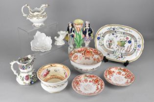 A Collection of Various 19th Century and Later Ceramics to Comprise Staffordshire Flatback Spill
