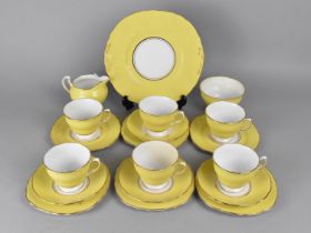 A Colclough Yellow and Gilt Trim Part Tea Set to Comprise Saucers, Side Plates, Milk Jug, Sugar Bowl