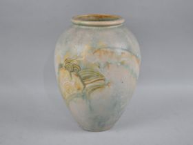 A Denby Danesby Ware Vase Decorated in Moulded Shallow Relief with Flower, 26cm high