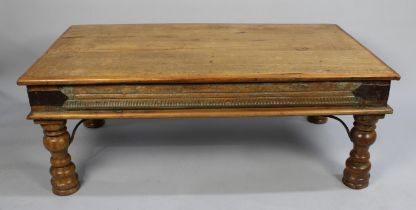 A Modern Metal Mounted Far Eastern Rectangular Coffee Table, 121cms Wide