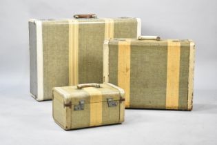 A Vintage Three Piece Luggage Set to comprise Two Fitted Suitcases and an Overnight Bag