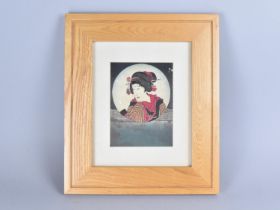 A Framed Japanese Woodblock Print, Subject 15x19cm and Frame 36x41cm