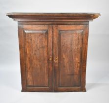 A 19th Century Oak Shelved Cabinet with Peg Jointed Panelled Doors, Perhaps Top Section of