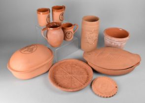 A Collection of Various Terracotta Items to Comprise Clay Baking Brick, Fish Dish, Mugs, Dish, Spill